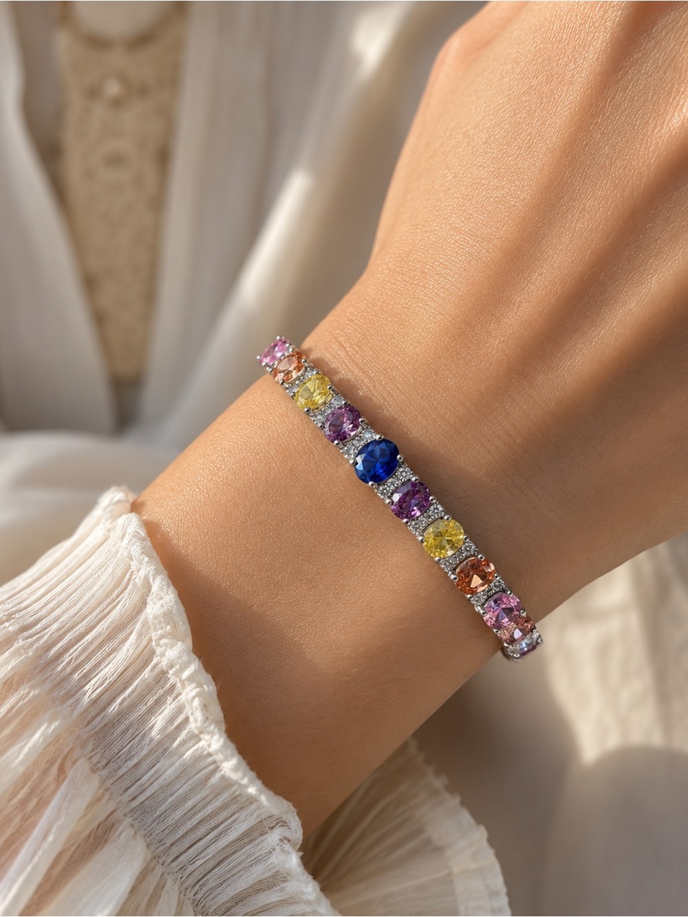 Multicolor Crystal Tennis Bracelet - Women Jewelry